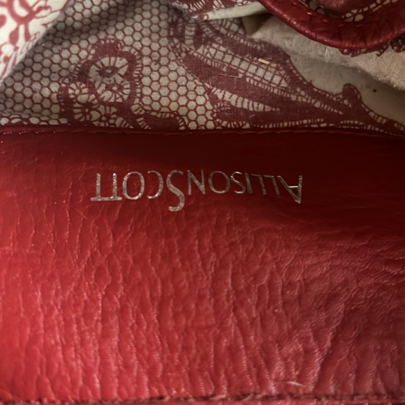 ALLISON SCOTT RED HANDBAG PURSE LEATHER MEDIUM SIZE DEEP GORGEOUS - Picture 5 of 5